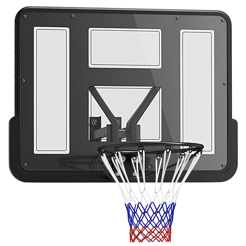 Soozier Wall Mounted Basketball Hoop, Basketball Goal Combo Kit with 43" Reinforced Shatter Resistant Backboard and All Weather Net for Indoor or Outdoor Use