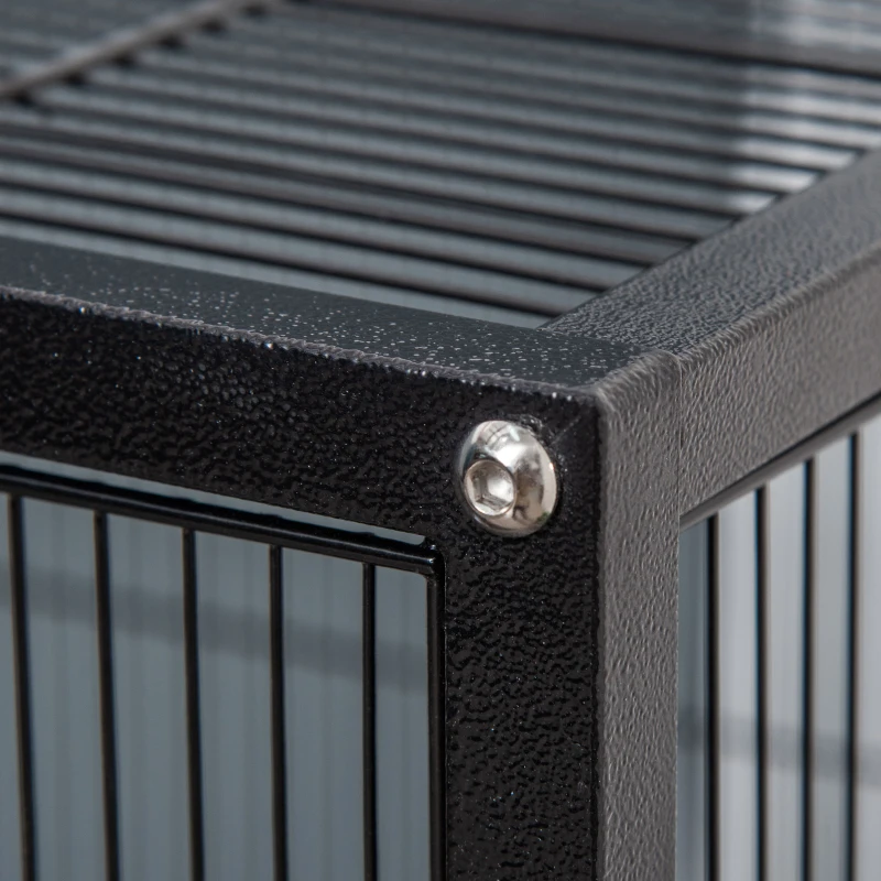 PawHut Bird Cage Conure Parrot Budgie Cage with Bird Perch & Wheels, Black