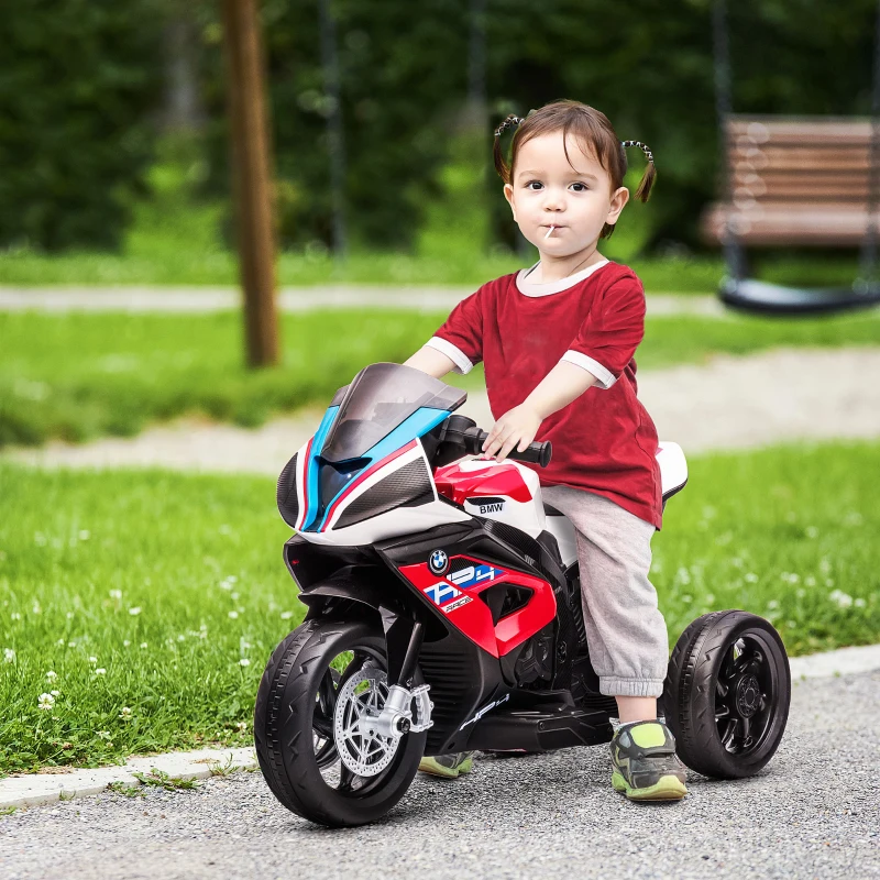 Aosom Licensed 6V Kids Ride on Motorcycle, Off-Road Battery Powered Three Wheels Dirtbike with USB, AUX, Music and Headlight for Toddler, Red