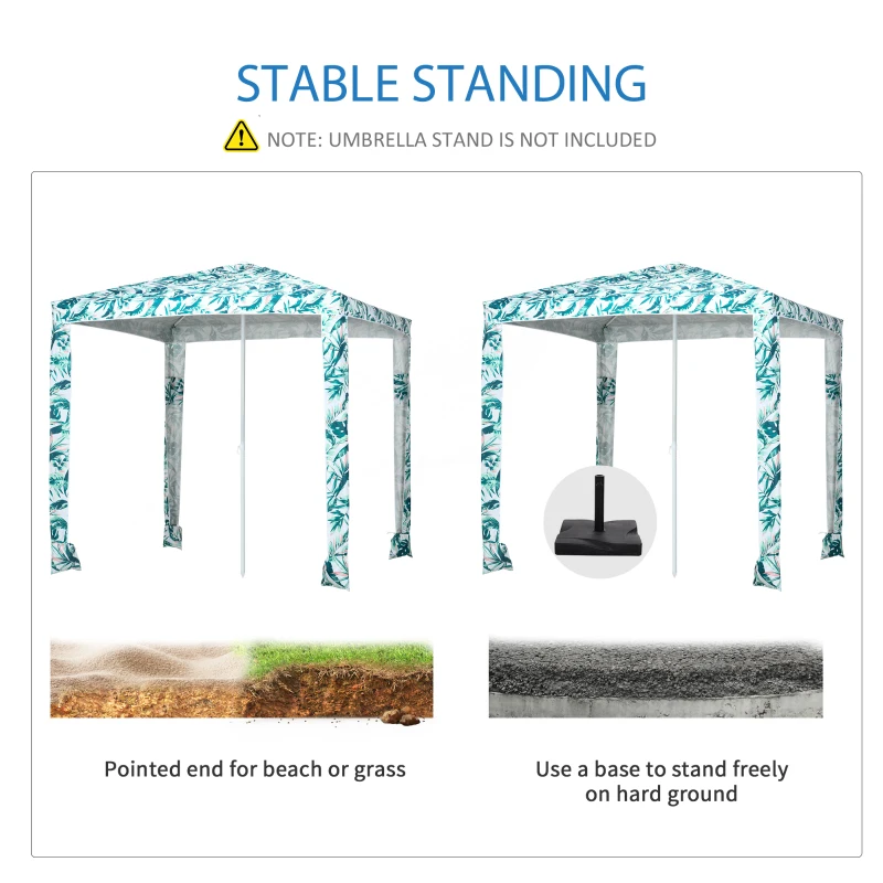 Outsunny Beach Umbrella, 6.5' Easy-Assembly Sun-Shade Shelter with Sandbags and Carry Bag, Cool UV50+, Green