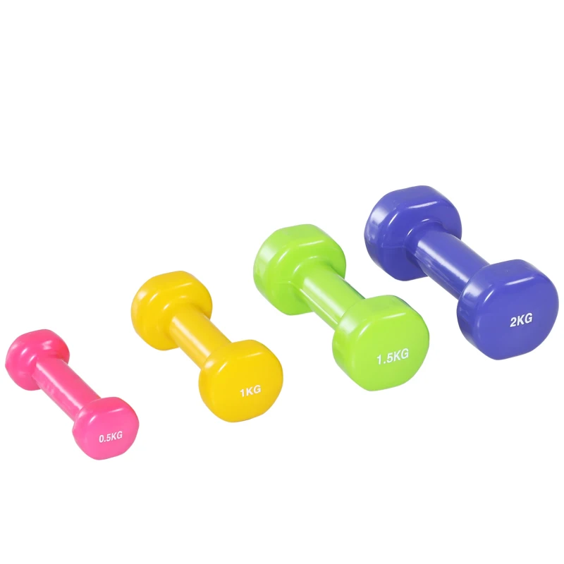 Soozier 22lbs. Colorful Dumbbell Weights Set Home Exercising Toning w/ Carry Case PU Cover Premium Weight Lifting Home Gym