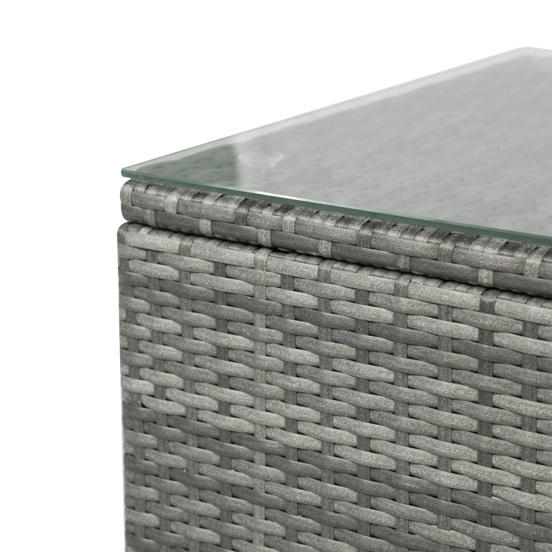 Outsunny 3 Pieces Patio PE Rattan Bistro Set Cushioned Armchair Sofa and Coffee Table Outdoor Furniture