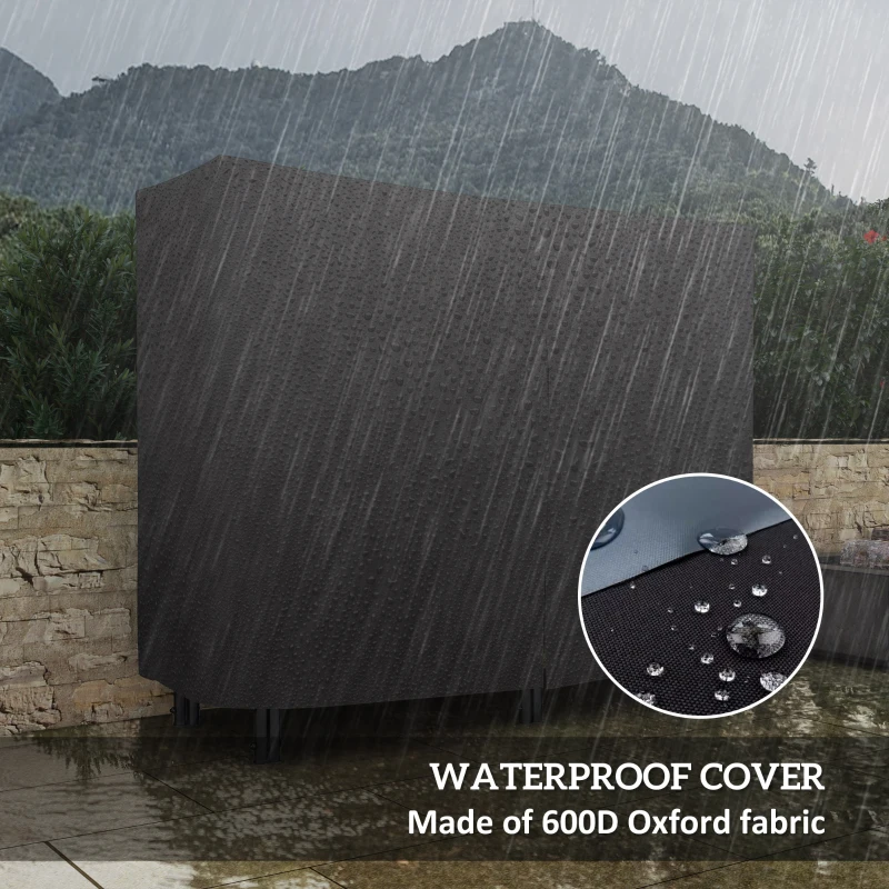 Outsunny 4ft Outdoor Firewood Rack with Cover, Adjustable Wood Storage Holder, Indoor Outdoor Log Rack, Black