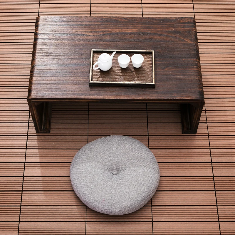 Outsunny 11 Pcs Plastic Interlocking Deck Tiles, 12" x 12" Non-slip Flooring Tiles for Indoor Outdoor Patio Balcony, Light Brown