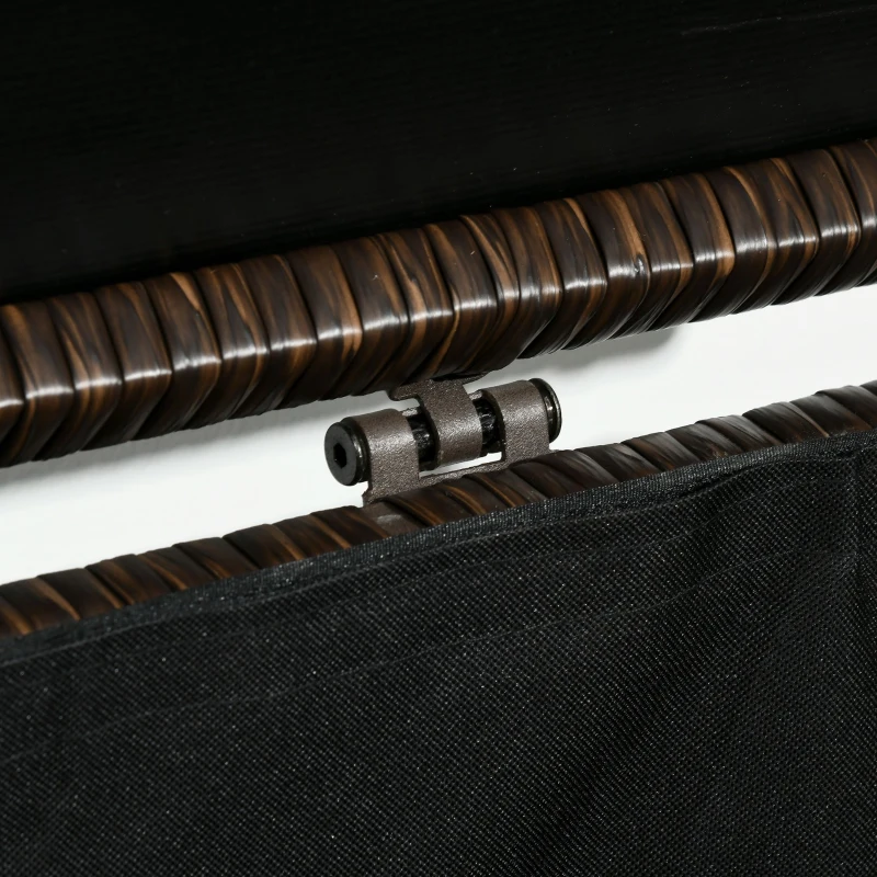 Outsunny 113 Gallon Outdoor Storage Box, Rattan Deck Box for Indoor, Patio Furniture Cushions, Brown