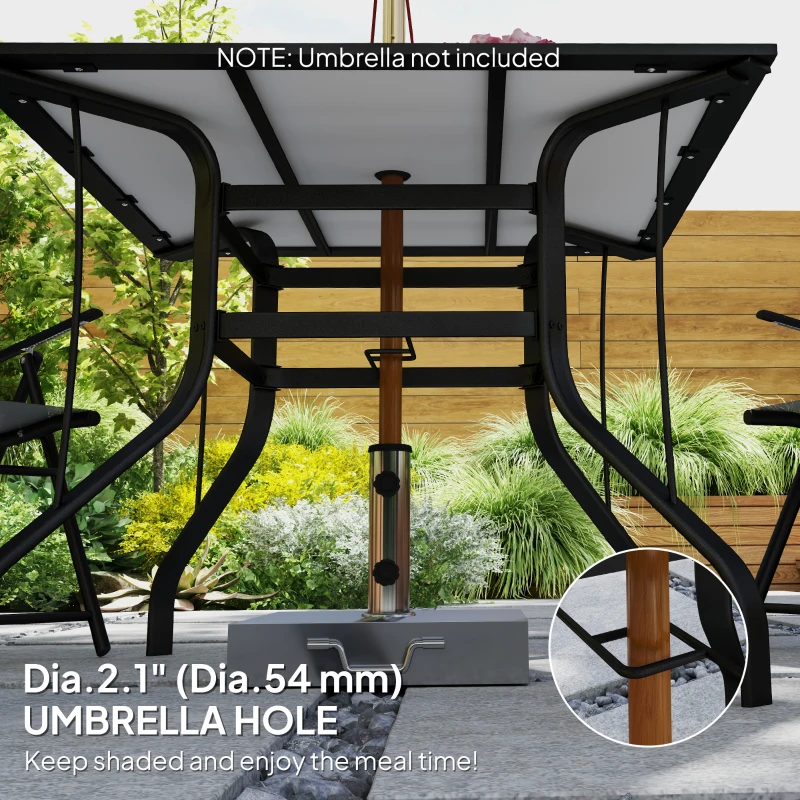 Outsunny 36" x 36" x 28" Square Patio Dining Table with Umbrella Hole, Easy to Clean Top & Rustproof Steel Frame, for Garden Pool