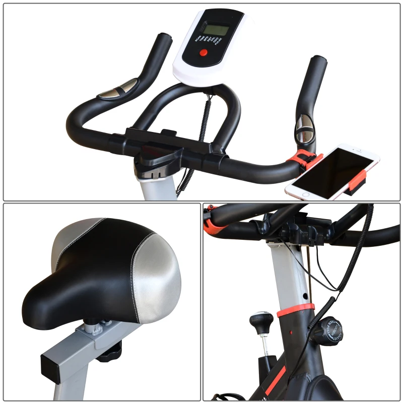 Soozier Upright Stationary Exercise Bike Indoor Fitness Cycling Bicycle Cardio Workout  Training Bike w/ Adjustable Resistance LCD Monitor Phone Holder Black
