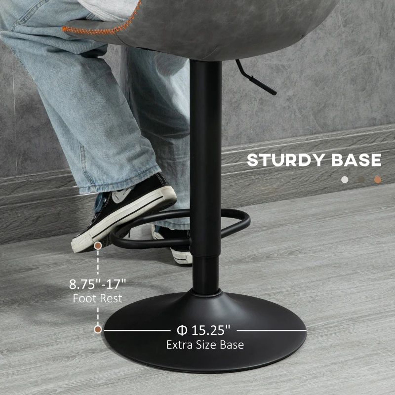 HOMCOM Adjustable Bar Stools, Swivel Bar Height Chairs Barstools Padded with Back for Kitchen, Counter, and Home Bar, Set of 4, Gray