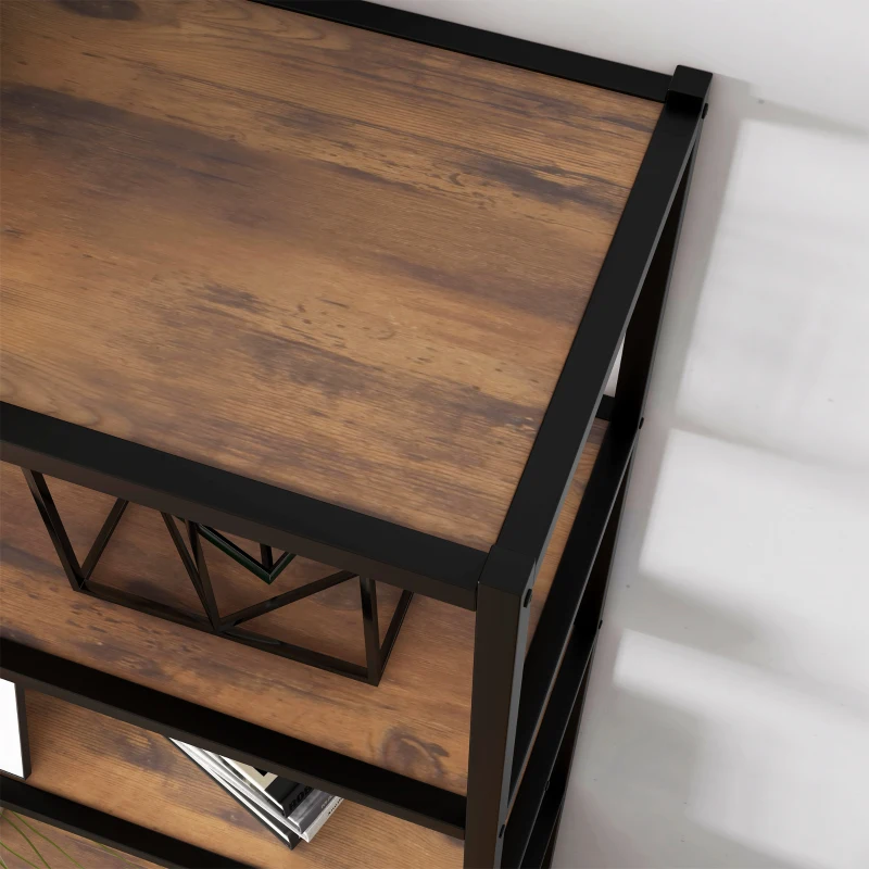 HOMCOM Storage Cabinet with 3 Open Shelves Cupboard Freestanding Tall Organizer Multifunctional Rack for Livingroom Bedroom Kitchen Rustic Brown