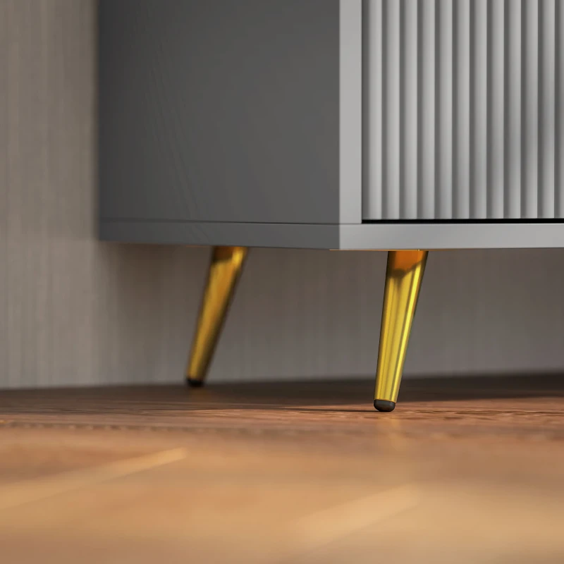 HOMCOM TV Stand with Storage for 55 Inch TV, Modern TV Cabinet with 2 Open Shelves and 2 Cabinets for Living Room, Grey