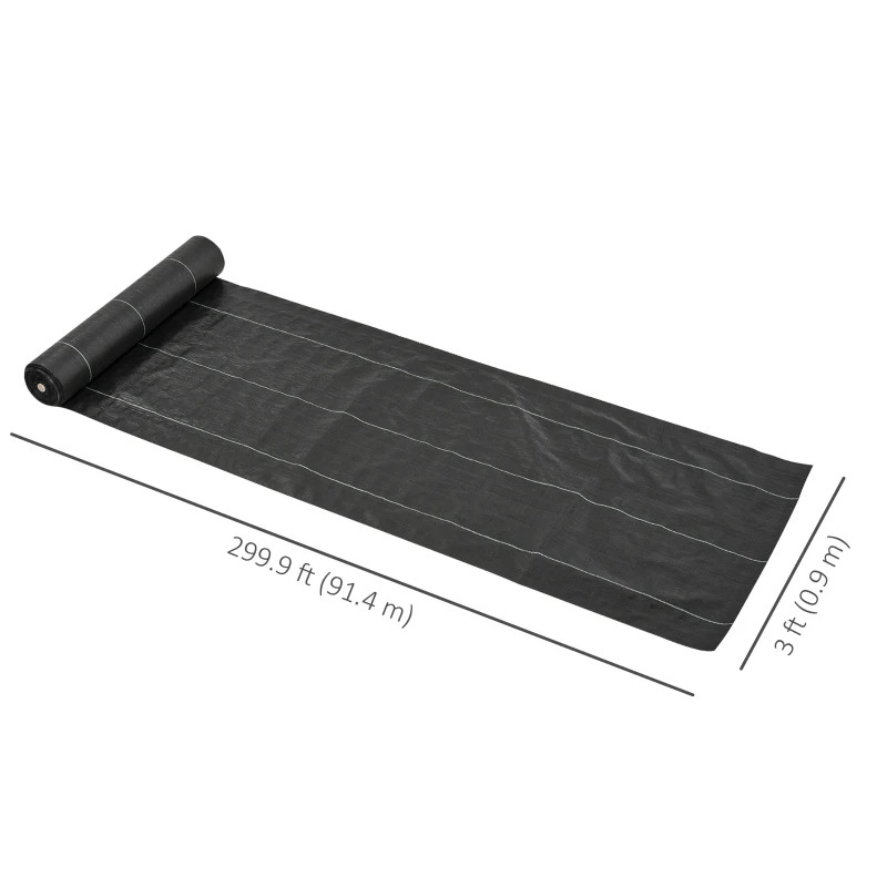 Outsunny 3ftx300ft Landscape Fabric, 4.6OZ Gardener Premium Weed Barrier Durable & Heavy-Duty Weed Block Gardening Mat, Easy Setup & Superior Weed Control Convenient Design