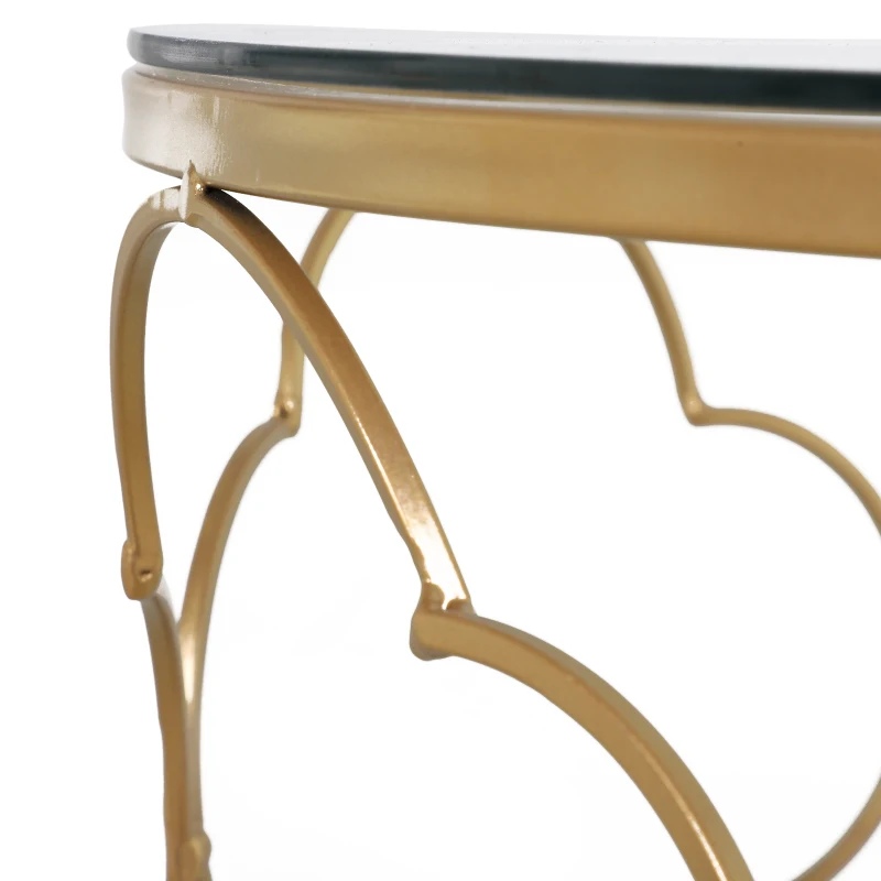 HOMCOM Set of 2 Nesting Table Coffee End Table Set Modern for Living room Furniture Decor Gold Tempered Glass