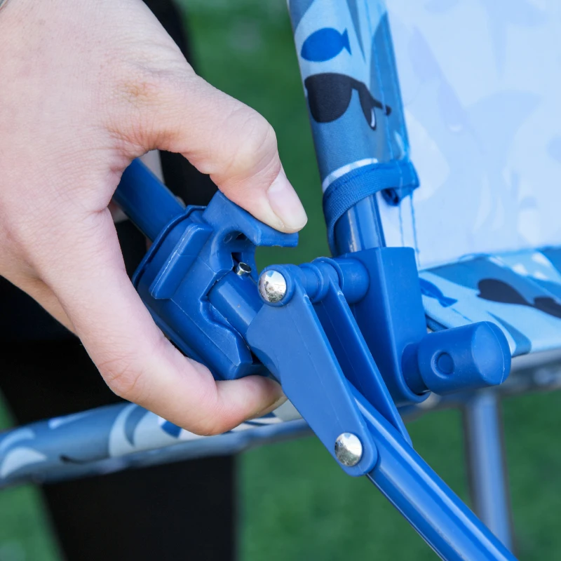 Outsunny Kids Folding Table and Chairs Set for Outdoor Garden Patio Backyard with Removable & Height Adjustable Sun Umbrella, Blue