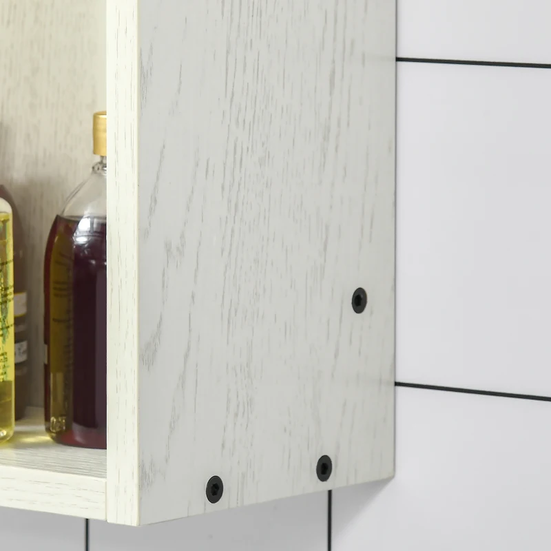 kleankin 24.75" x 25.5" Bathroom Medicine Cabinet with Mirror, Storage Shelf, Over Toilet Bathroom Cabinet Wall Mounted for Living Room and Laundry Room, White