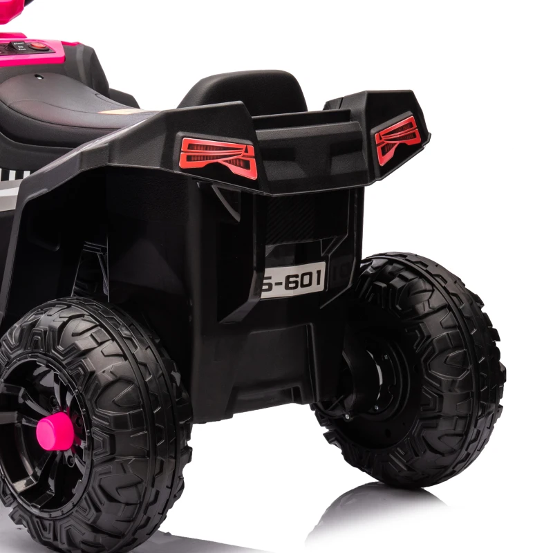 Qaba 12V Kids ATV with Spring Suspension, Forward & Reverse, LED Lights, Music, MP3, Pink
