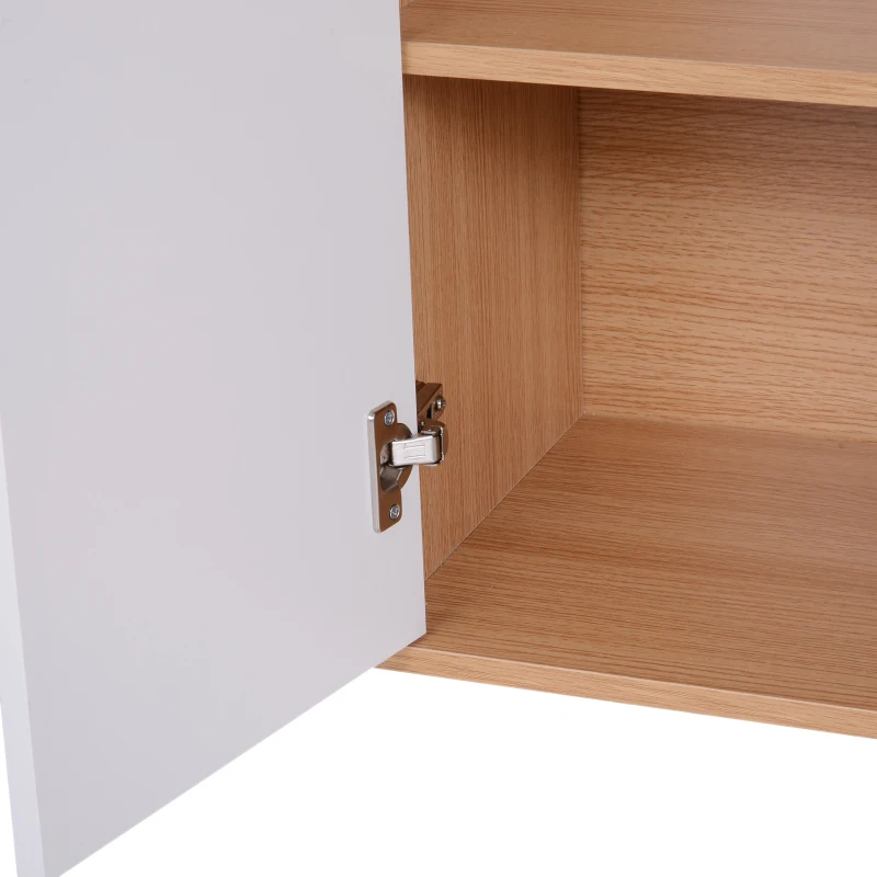 HOMCOM 35.5" Shoe Cabinet, 3-Tier Free Standing Shoe Storage Cabinet with Adjustable Shelves and 5 Open Cubes for Entryway, Hallway, Living Room, Natural