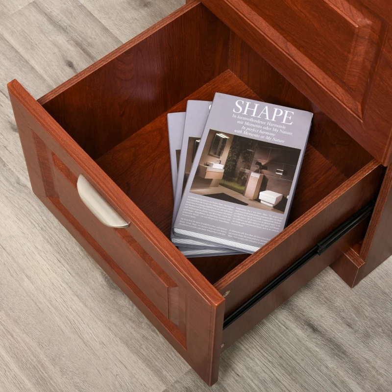 HOMCOM Tall Wooden 4 Drawer Vertical File Cabinet with Enclosed Storage for Letter/Legal Size, File Hangers and Lock, and Key, Dark Brown