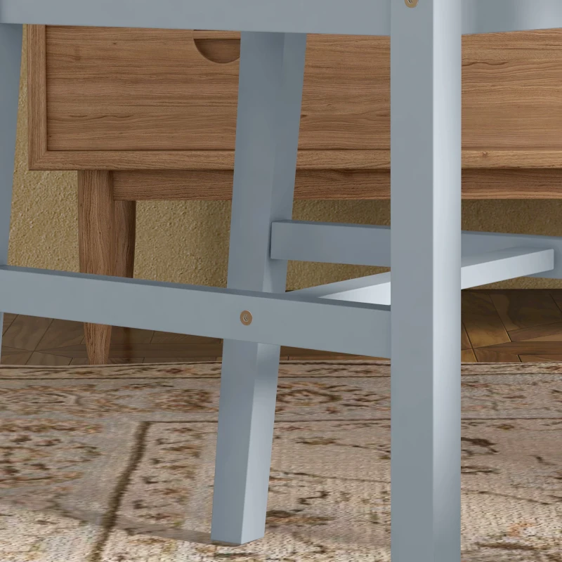 HOMCOM Farmhouse Wooden Dining Chairs Set of 2 with Cross Back, Grey