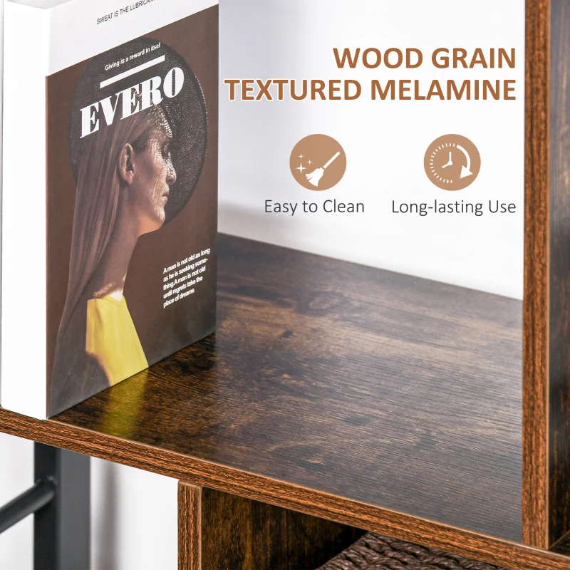 HOMCOM Industrial Bookshelf, Bookcase with 4-Tier Display Shelf for Living Room Office