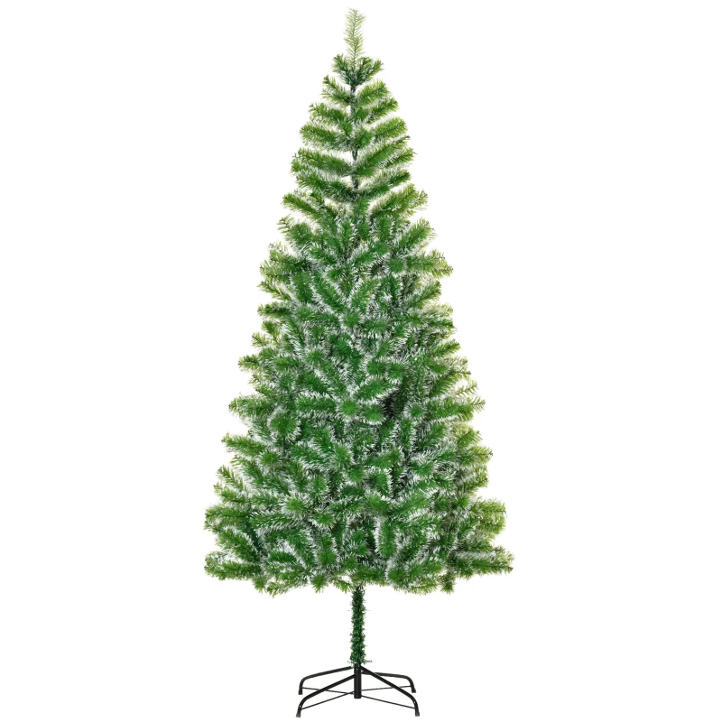 HOMCOM 7FT Christmas Tree Artificial Classic Tree Holiday Indoor Decoration, with Mental Support 968 Tips, Green