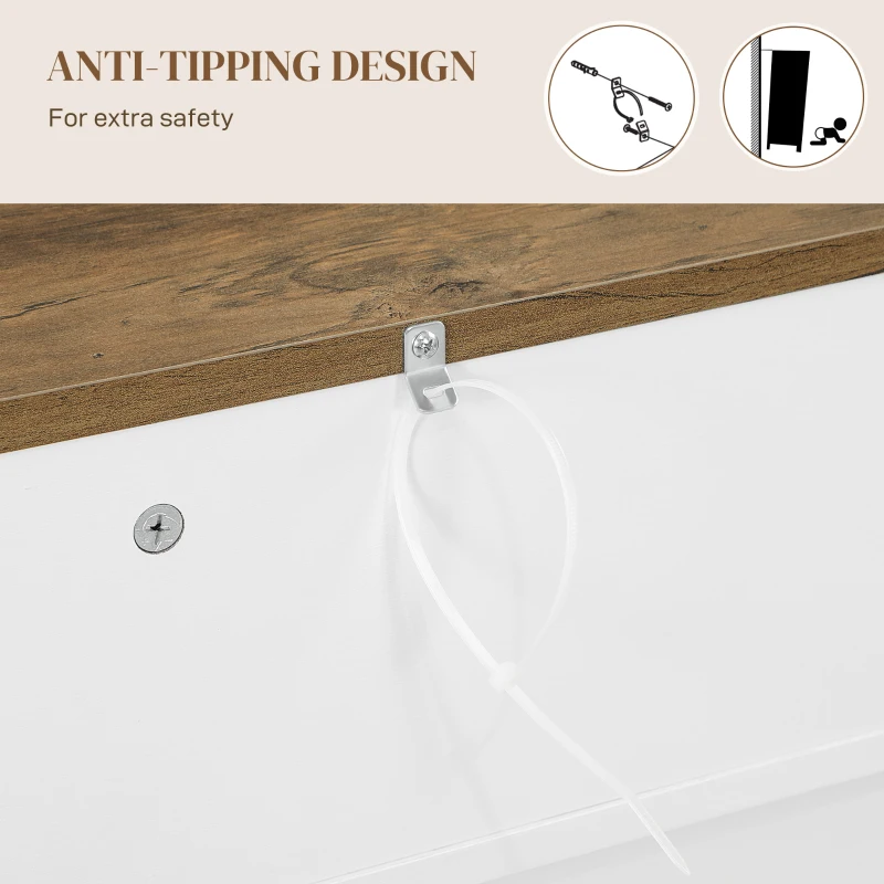 HOMCOM White Sideboard 47.2" Buffet Cabinet with 4 Barn Doors and 3 Drawers, Coffee Bar Cabinet with Adjustable Shelves