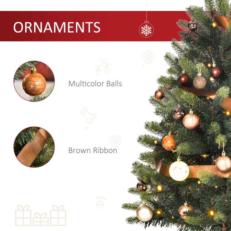 HOMCOM 3' Tall Lit Full Fir Artificial Christmas Tree with Realistic Branches, 60 LED and 227 Tips, Green