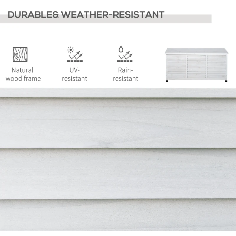 Outsunny 75 Gallon Wooden Storage Box patio Deck Box Bench, Garden Backyard Outdoor Storage Container with Aerating Gap & Weather-Fighting Finish, White