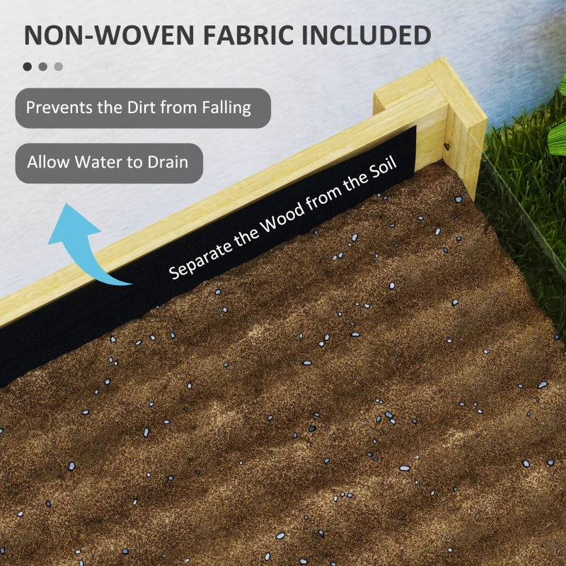 Outsunny Wooden Raised Garden Bed with Acrylic Panels, Raised Planter Box with Drainage Holes, 43.3" x 19.7" x 31.5"