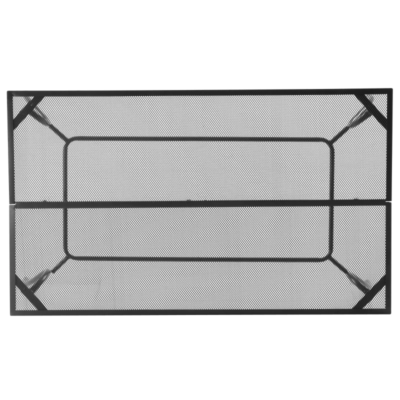 Outsunny 59" Outdoor Dining Table, Metal Frame Rectangular Patio Table for 6 with Mesh Tabletop for Garden, Backyard and Lawn, Black