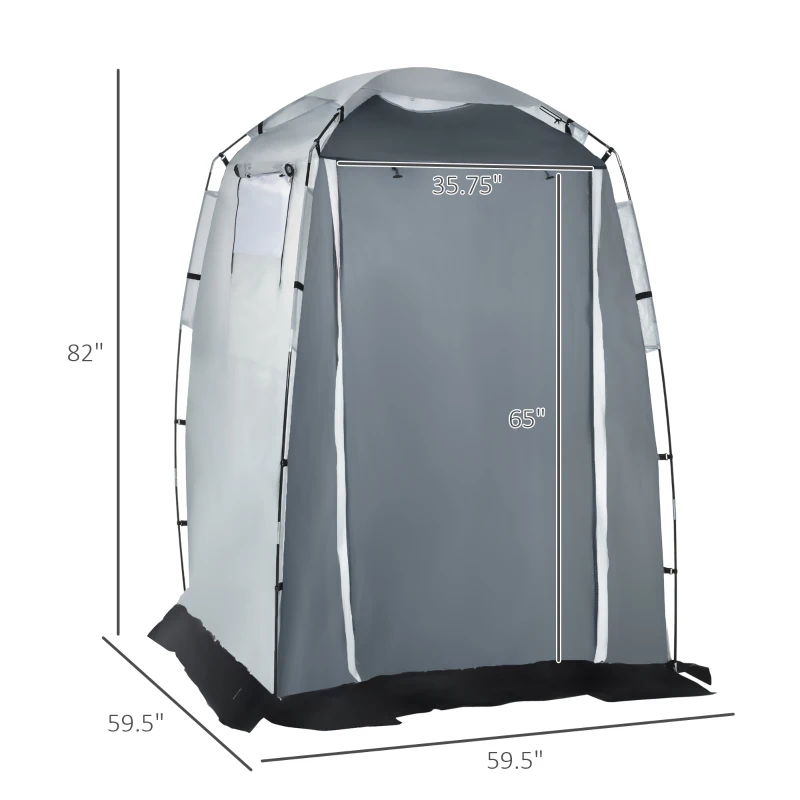 Outsunny 60" x 60" x 82" Shower Tent Extra Wide Changing Room Privacy Portable Camping Shelters with Windows & Floor Mat, Black & White