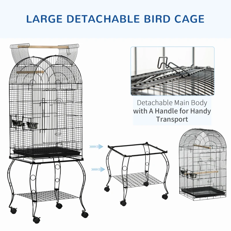 PawHut 60" Large Bird Cage with Openable Top for Cockatie, Sun Conure