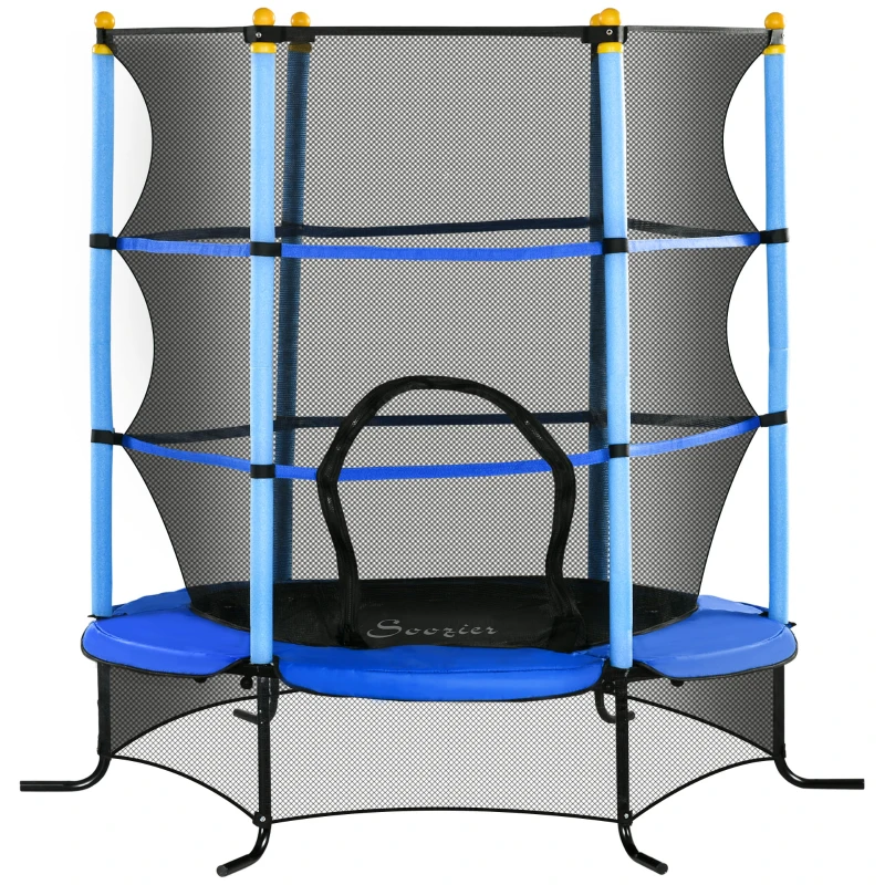 Soozier 5Ft Trampoline for Kids with Safety Enclosure Net, for 3-10 Years, Blue