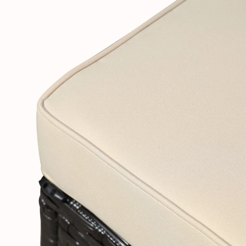 Outsunny 6 Piece Patio Furniture Set Outdoor Wicker Conversation Set All Weather PE Rattan Sectional Sofa Set with Ottoman, Cushions and Tempered Glass Table, Coffee and Beige