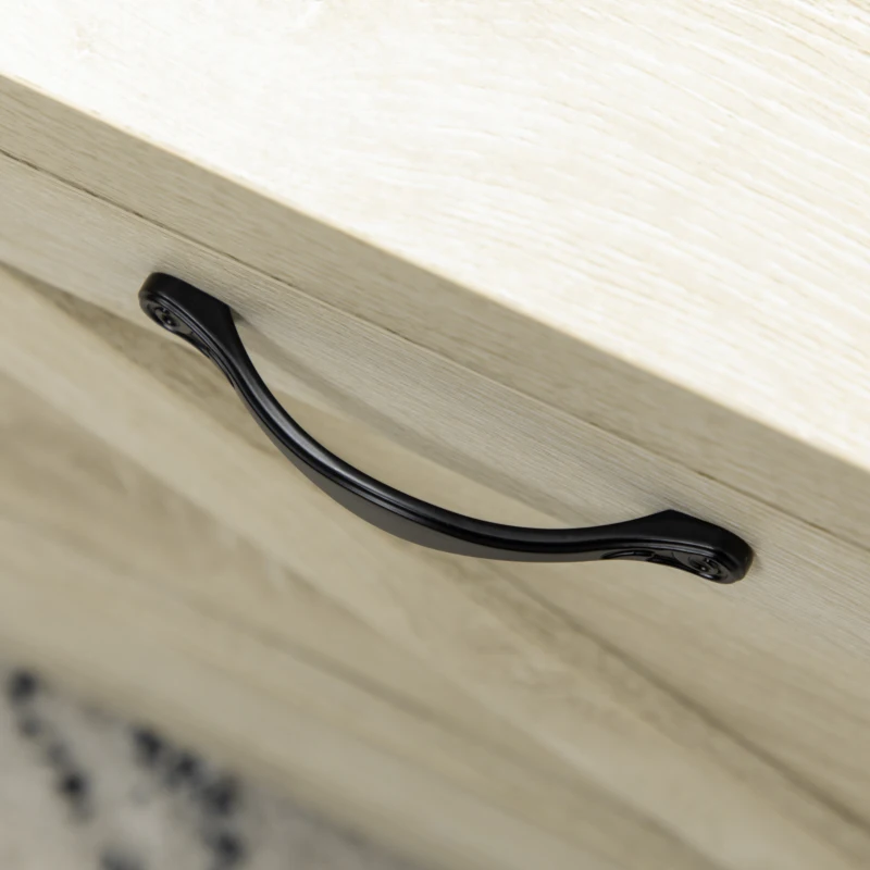 HOMCOM Farmhouse Coffee Table with Storage and Drawer, Rustic Coffee Table for Living Room, Open Shelf, Pale Oak