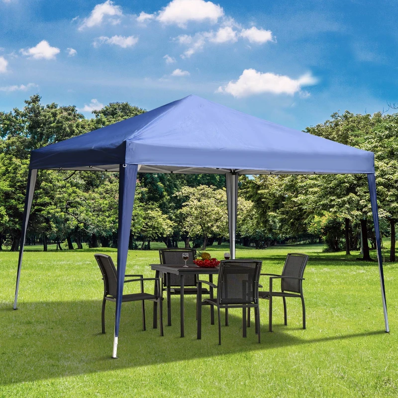 Outsunny 10' x 10' Easy Pop Up Canopy Gazebo Party Tent Shelter - Blue