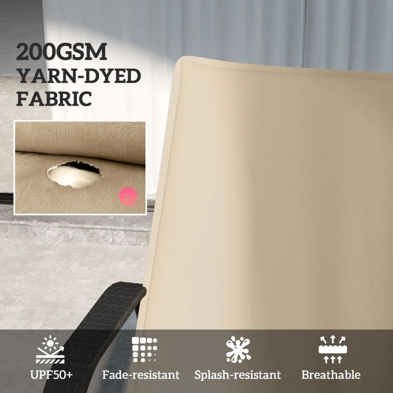 Outsunny Foldable Chaise Lounge Cushion Set of 2, Outdoor Lounge Chair Cushion Set, UPF50+ 200gsm Fabric, 76" x 23", Beige