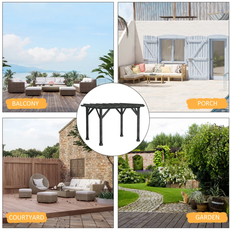 Outsunny 12' x 10' Patio Pergola, Weather-Resistant Cedar Wood, Backyard Cover for Porch Party, Grape Garden, Vineyard, Ivy Vine, or Climbing Plants, Black