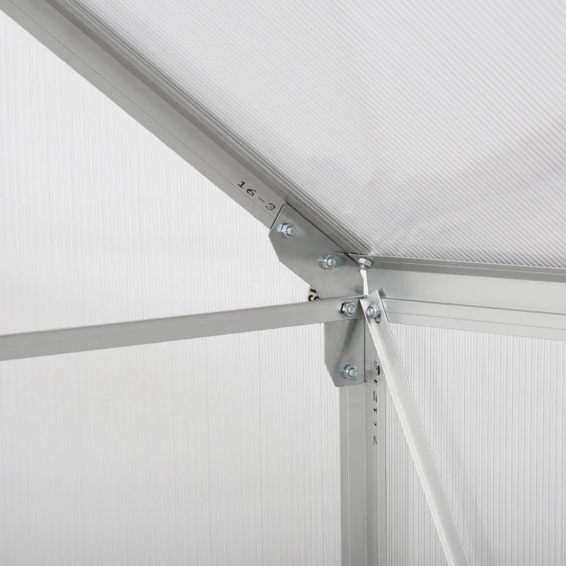 Outsunny 6' x 4' Hobby Greenhouse, Walk-in Polycarbonate Hot House Kit with Aluminum Frame, Sliding Door, Roof Vent, Silver