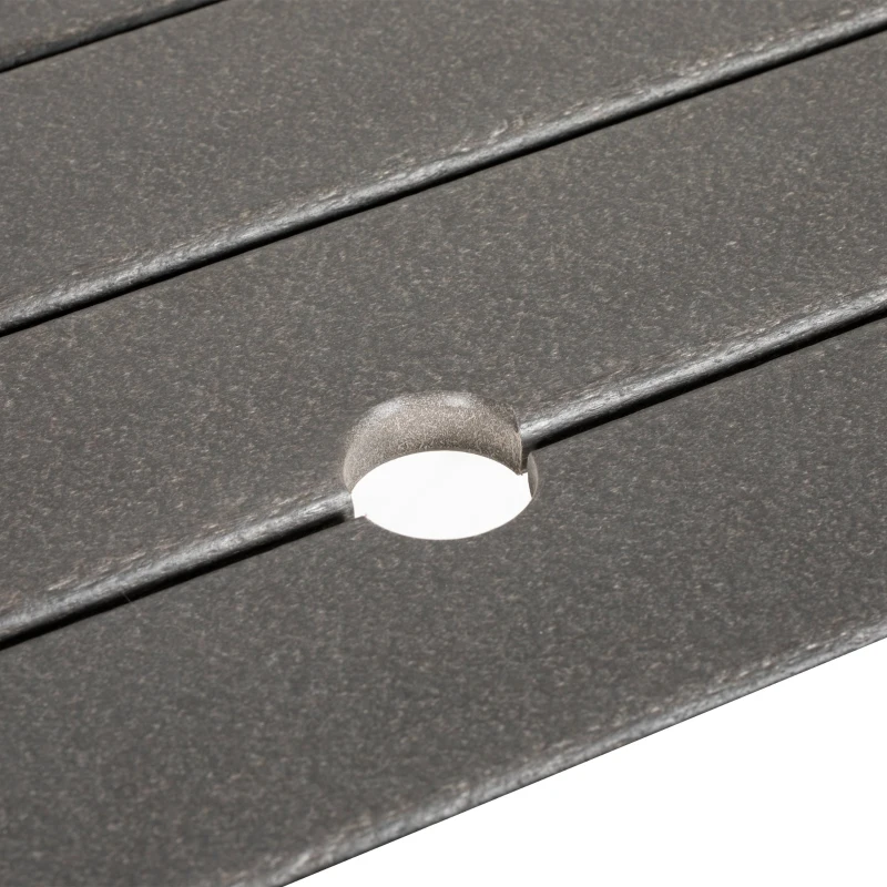 Outsunny Aluminum Frame Round Patio Table with Umbrella Hole, Outdoor Dining Table for 4 People, Dark Gray