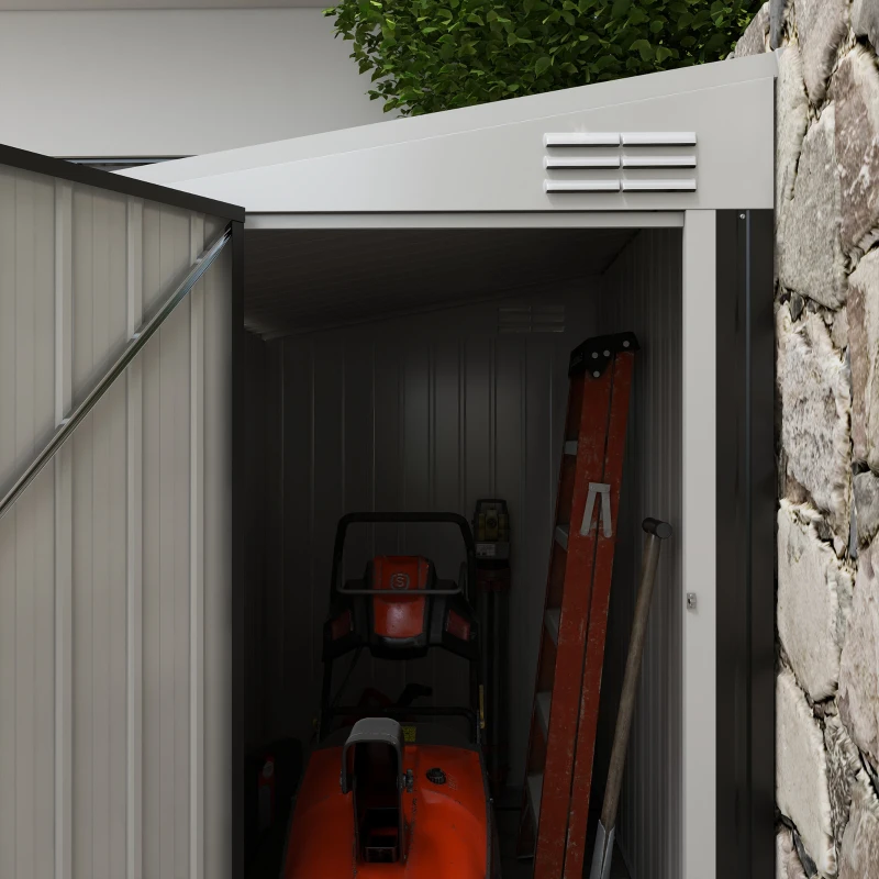 Outsunny 4' x 6' Outdoor Storage Shed Lean to Shed Outdoor Metal Tool Shed with Lockable Door and Air Vents, Dark Grey