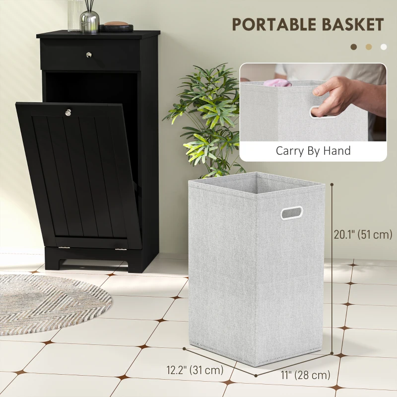 HOMCOM Laundry Hamper Cabinet, Laundry Cabinet with Tilt Out Laundry Basket and Drawer, Black