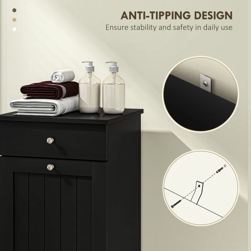 HOMCOM Laundry Hamper Cabinet, Laundry Cabinet with Tilt Out Laundry Basket and Drawer, Black