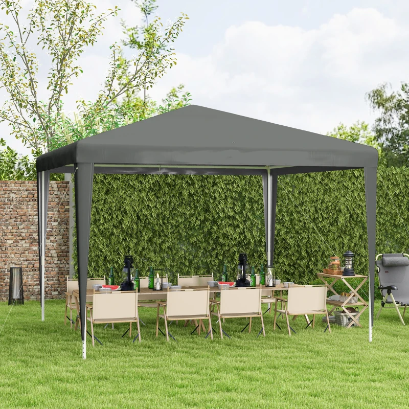Outsunny 10x10ft Party Tent Portable Gazebo, Folding Garden Canopy Event Shelter Outdoor Sunshade Grey