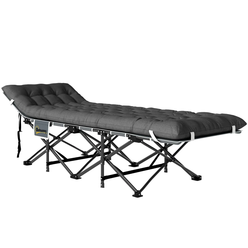 Outsunny 26.8" Wide Folding Bed, Camping Cot for Adults with Mattress, Carry Bag, Max Load 330 LBS, Dark Grey