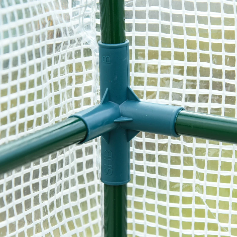 Outsunny 7' x 3' x 7' Outdoor Lean-to Walk-In Greenhouse w/ Roll-up Mesh Windows, Zipper Door and 3-Tier Shelves, White