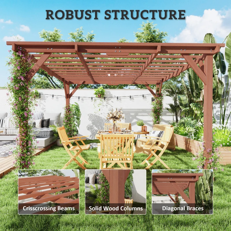 Outsunny 11' x 12.5' Outdoor Wood Pergola with Grape Trellis for Patio, Deck, Backyard, Lawn