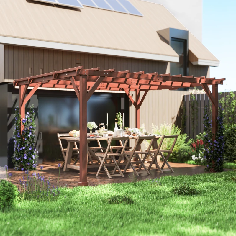 Outsunny 11' x 12.5' Outdoor Wood Pergola with Grape Trellis for Patio, Deck, Backyard, Lawn