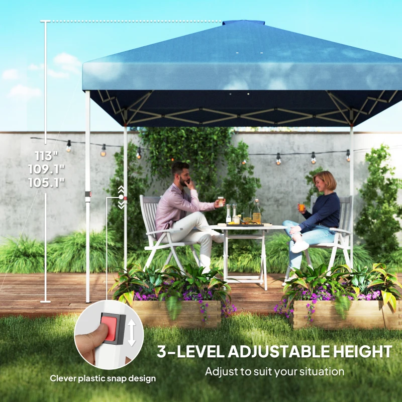 Outsunny 10' x 10' Pop Up Canopy Tent w/ Sidewall, UPF50+ Height Adjustable Instant Sun Shelter w/ Storage Pockets, Sea Blue