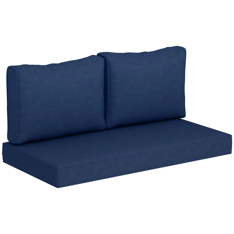 Outsunny 2 Seat Patio Furniture Cushions, 46x26x5 in, Thick Outdoor Loveseat Cushion Set with Removable Cover, Fade-Resistant Replacement Cushions for Outdoor Furniture, Couch, Bench, Swing, Navy Blue
