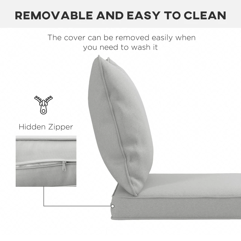 Outsunny Seat Cushion Back Pillows Replacement Set of 2, Patio Chair Cushions Set for Indoor Outdoor, Light Grey